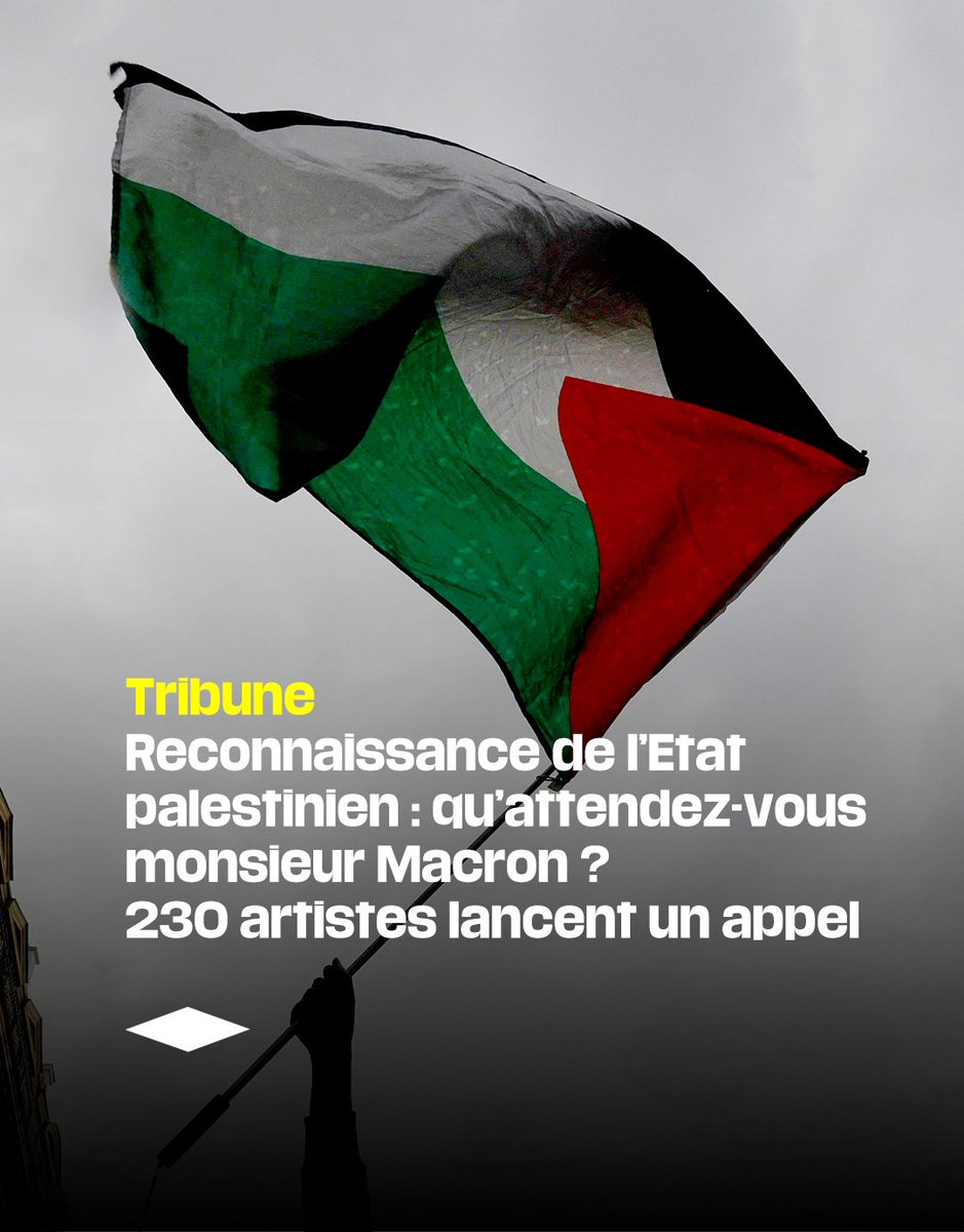 230 artistes lancent un appel dans @Libe pour une reconnaissance de l'Etat palestinien : «Combien de morts faudra t-il pour que la France prenne une position claire et humaniste ?»

Leur tribune à lire ici : bit.ly/3VqRvRx
