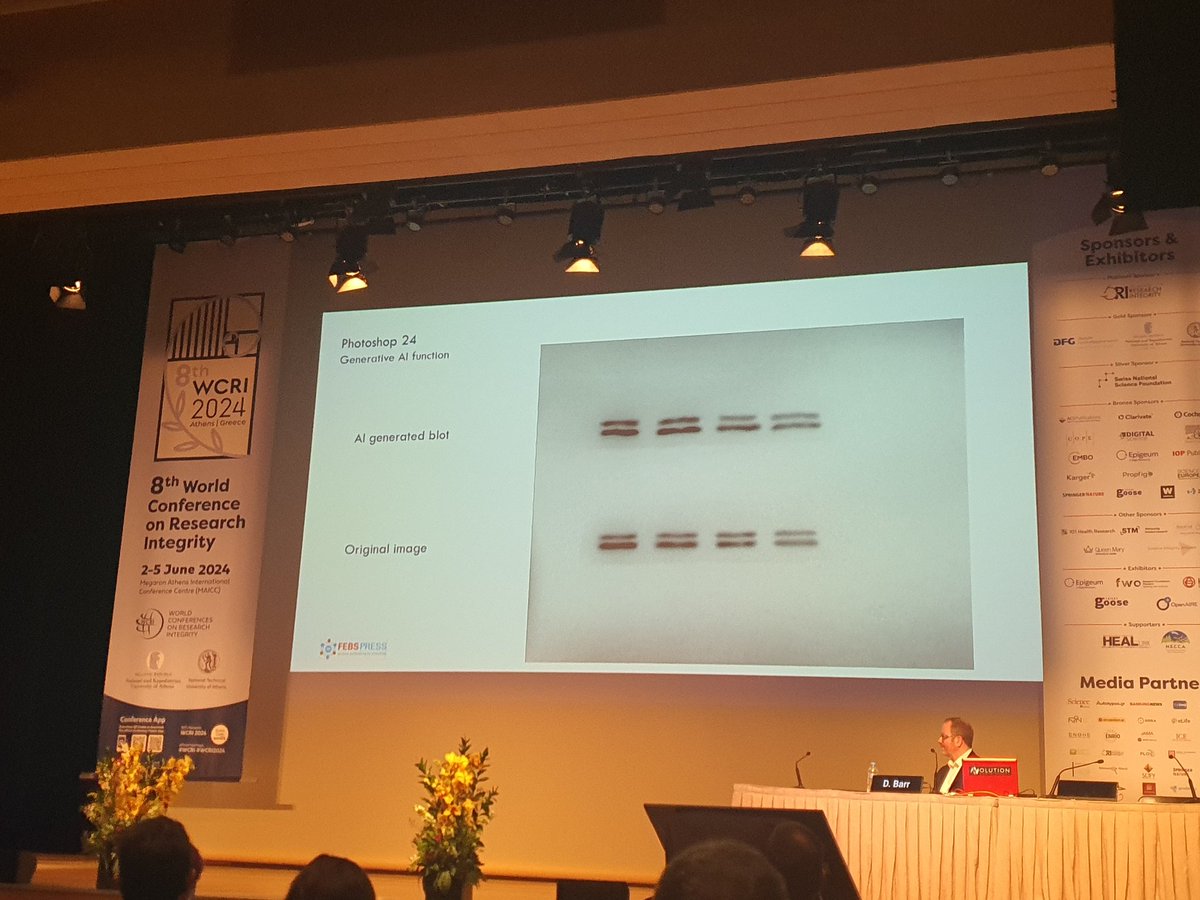 PranujanP's tweet photo. Special mention to @Image_Integrity for identifying how common visual processing softwares like photoshop can be used to manipulate images. Generative AI can be used to fill in western blot or micrograph images and this is hard to detect with our current tools... #WCRI2024 https://t.co/UAHgAOdQZt