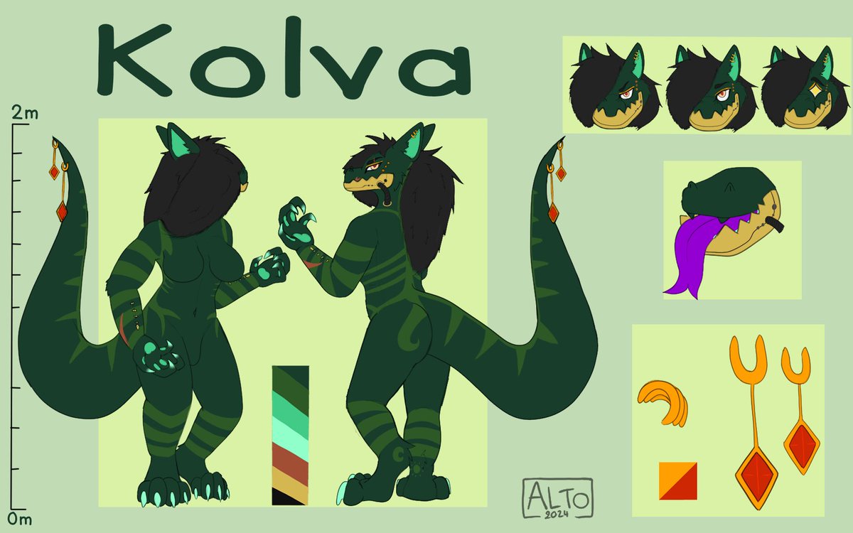 Dadoce les fluffys ! 
Je fais ce petit poste pour vous présentez mon deuxième fursonna ! 

Kolva :3 

Dessiner par <a href="/altoSFW/">Altodraws</a> (un grand merci à toi 💜💜🌿)