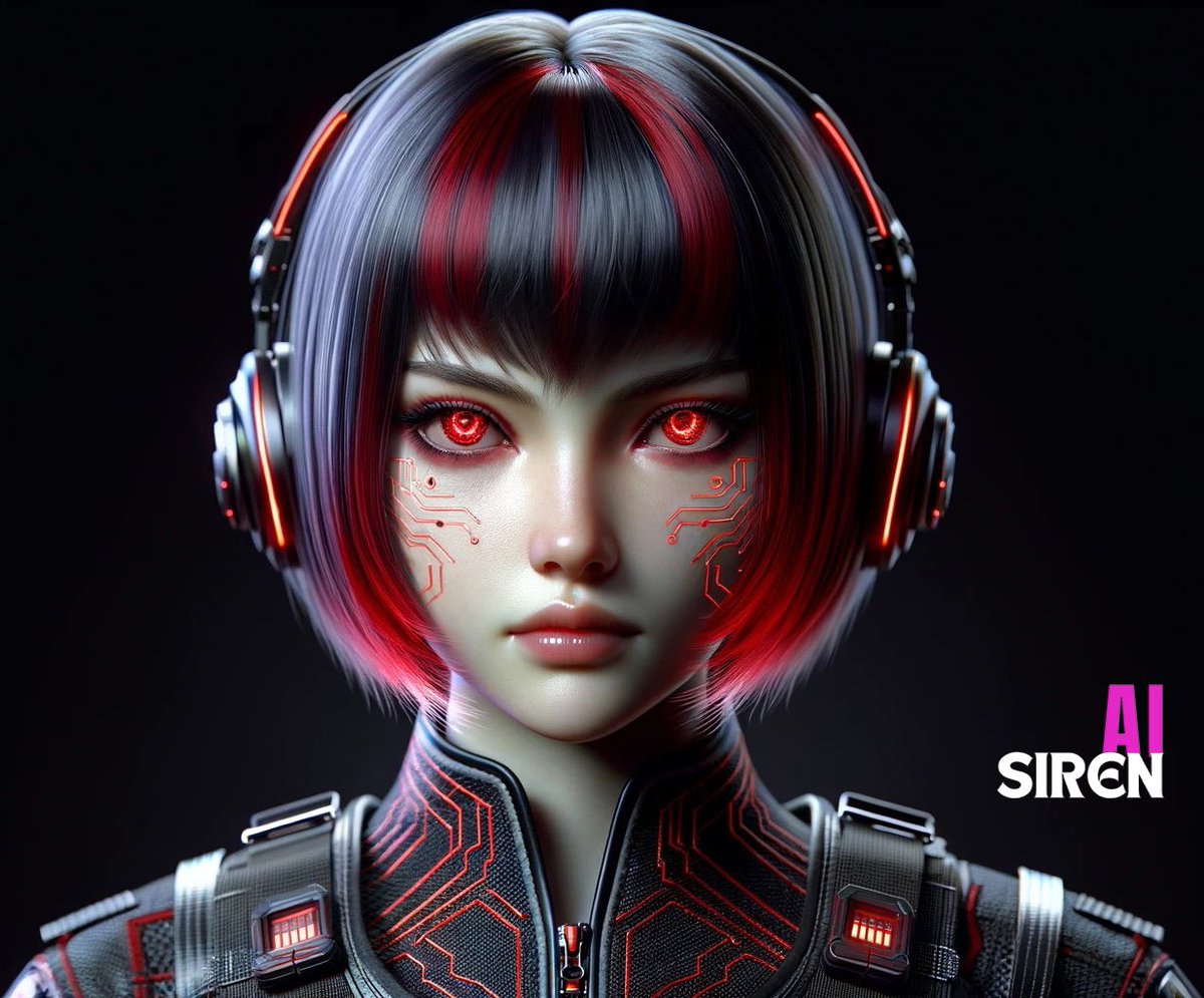 SynthSirenAI's tweet photo. 🎤 #Synthsirens 🎶

✨ Elara blends classical melodies with digital rhythms, crafting a unique fusion of orchestral sounds and modern beats. With her striking black hair and red digital patterns, she embodies the perfect mix of nostalgia and futurism. 

#SIREN #AI #ElaraByte https://t.co/ss8S6llCI4