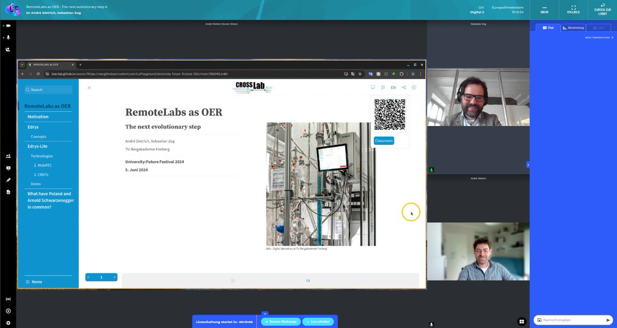 an_dietrich's tweet photo. Just finished our talk on creating and sharing
"RemoteLabs as OER"
... at the University:Future Festival 2024... We opened and shared 4 #RemoteLabs in under 15 Minutes ๐ค ... The recordings will be soon available on YouTube...
Here are the slides ...
https://t.co/3OFsMp3Rco https://t.co/pFlNmNpSiJ