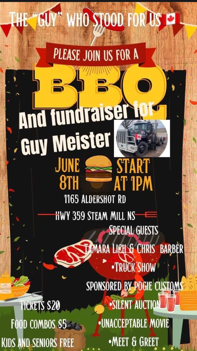 FreedomConvoy22's tweet photo. If you are in the area please head out to support Guy Meister this Saturday! https://t.co/MZc8j9AomI