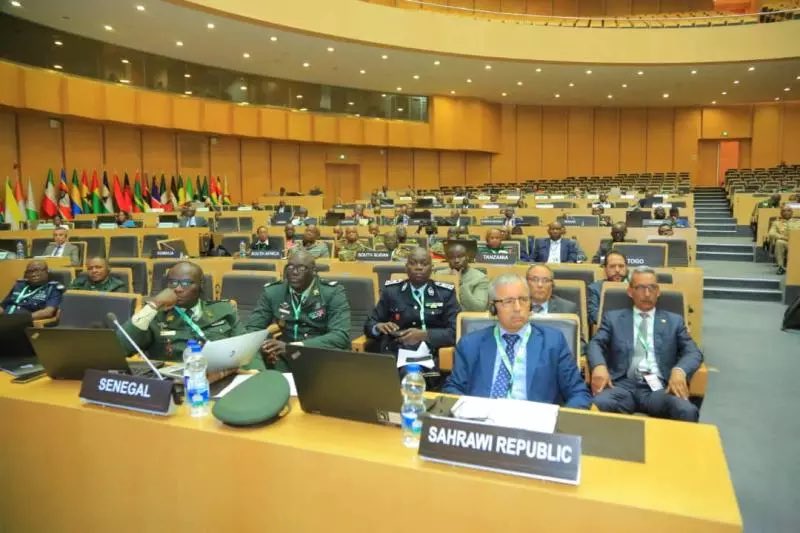 RLehbib's tweet photo. 📸 Chief of General Staff of Sahrawi Army H.E Mohamed El-Wali Aakaik Participates in the 19th Ordinary Session of the African Chiefs of Defence Staff and Heads of Safety and Security Services. #STCDSS https://t.co/NGs4M4sSqv