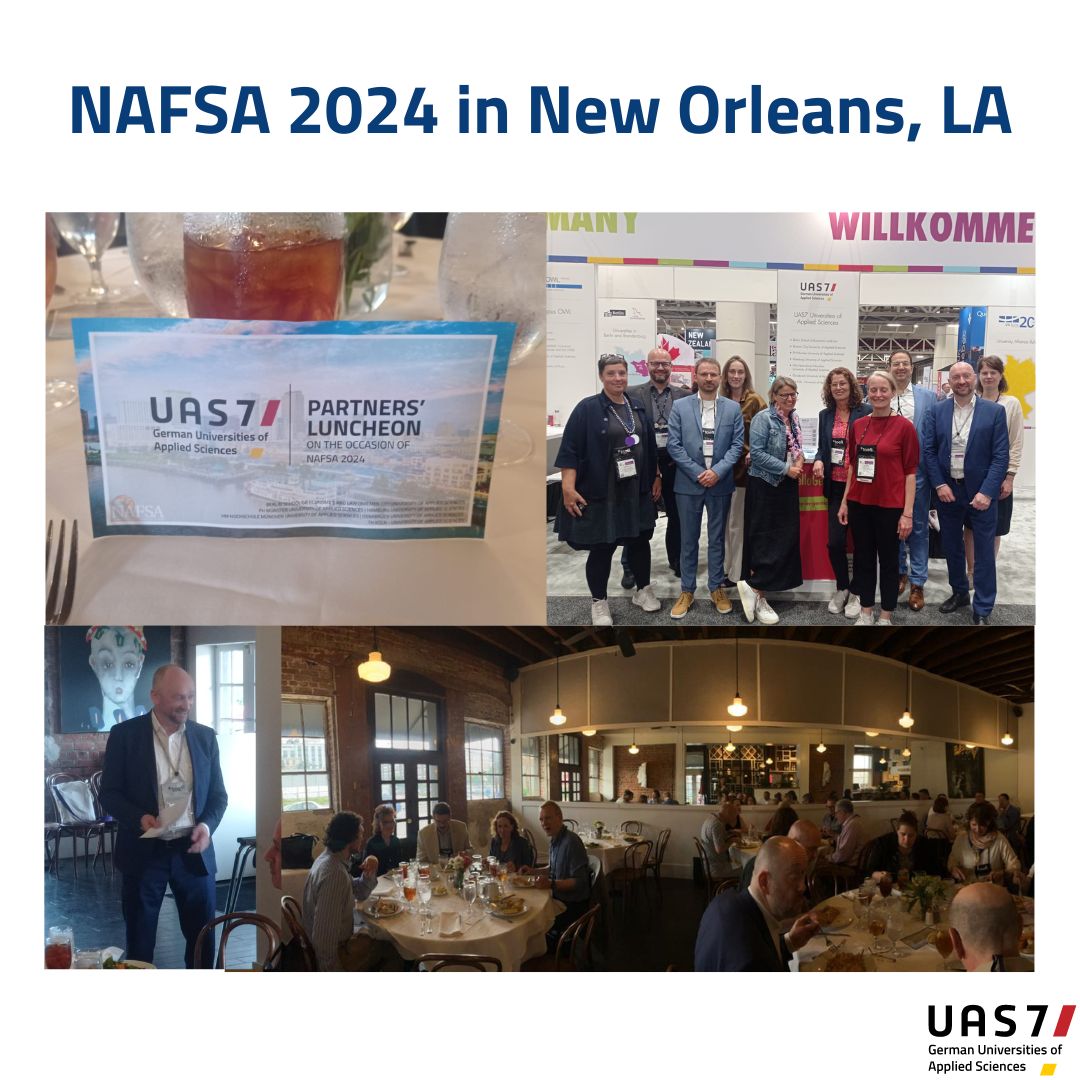 Last week, UAS7 took part in the NAFSA conference in New Orleans, LA, and here are some impressions!
We got to meet many interesting international  educators and hosted our own UAS7 partners' luncheon  where we got to talk to friends, partners and alumni and enjoy Creole cuisine.
