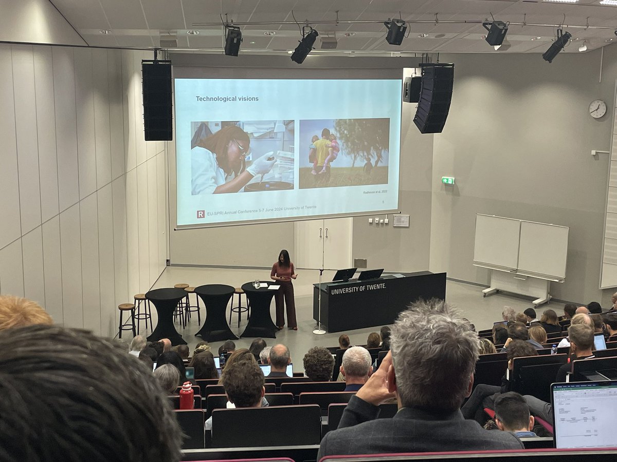 pesska's tweet photo. “Visions of technology  are performative… they shape investments, regulation and decisions” and can limit how science contributes to society when it’s undergoing upheaval or is highly polarised. @eefjecuppen1 reflecting on the role of research @Euspri_Forum https://t.co/0FcpSmrJM1