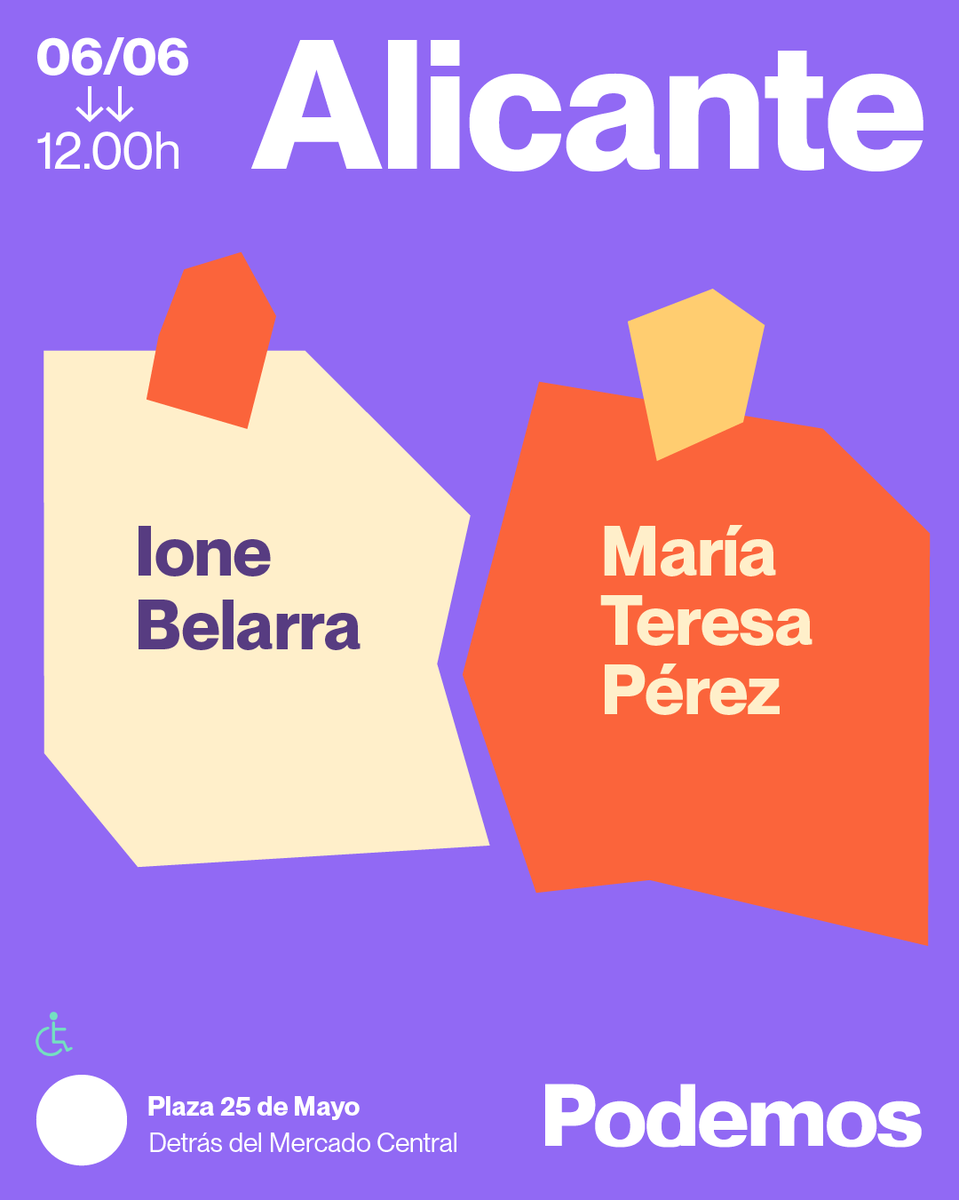 Podem_'s tweet photo. Mañana @ionebelarra y @m_tere_perez visitan Alicante para hacer llegar a la ciudadanía que este domingo decidimos ente la guerra o la paz.

¡Te esperamos!

🗓️  Jueves 6
🗺️ Plaza 25 de Mayo
⏰ 12:00H https://t.co/kU9jMn6DR8