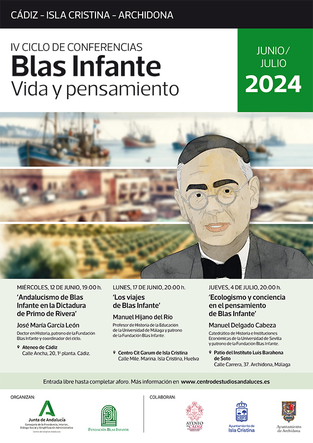 🆕 Ciclo de Conferencias ‘Blas Infante, vida y pensamiento’.

El <a href="/CEAndaluces/">Centro de Estudios Andaluces</a> y la <a href="/FundBlasInfante/">Fundación Blas Infante</a> organizan la cuarta edición de esta iniciativa para difundir nuevas perspectivas del pensamiento del Padre de la Patria Andaluza
📆 12 y 17 JUNIO - 4 JULIO

i.mtr.cool/whmhackxdl