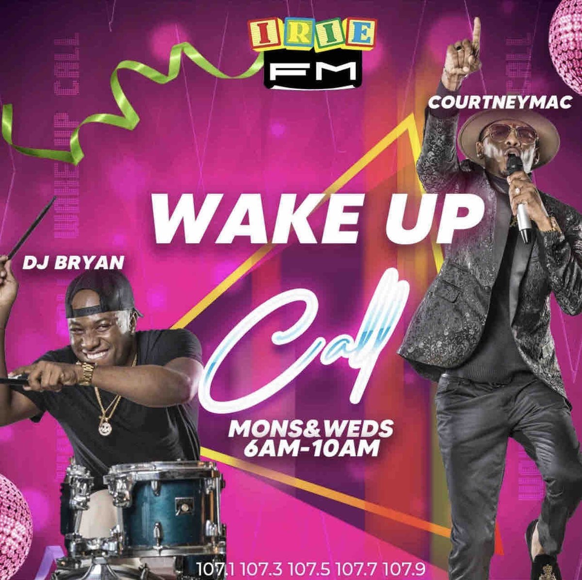 IRIE_FM's tweet photo. Wake up to a vibrant and interactive morning with #Courtneymac and #DJBryan on the Wake Up Call, airing now on the #107’s! Don’t miss out on the fun! 🔥🔥🔥 Join @courtneyamac and @djbryan_1spacekid for a lively start to your day! #iriefm #jamaica #music https://t.co/G6ivnDdC1x