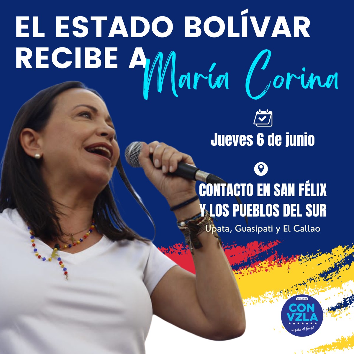 AndresVelasqz's tweet photo. Hoy miércoles Cdad. Bolivar, 1 pm. Y Cdad Guayana 4 pm.
Mañana jueves en los pueblos del sur ( Callao, Guasipati, Upata) https://t.co/pV6uN52R26