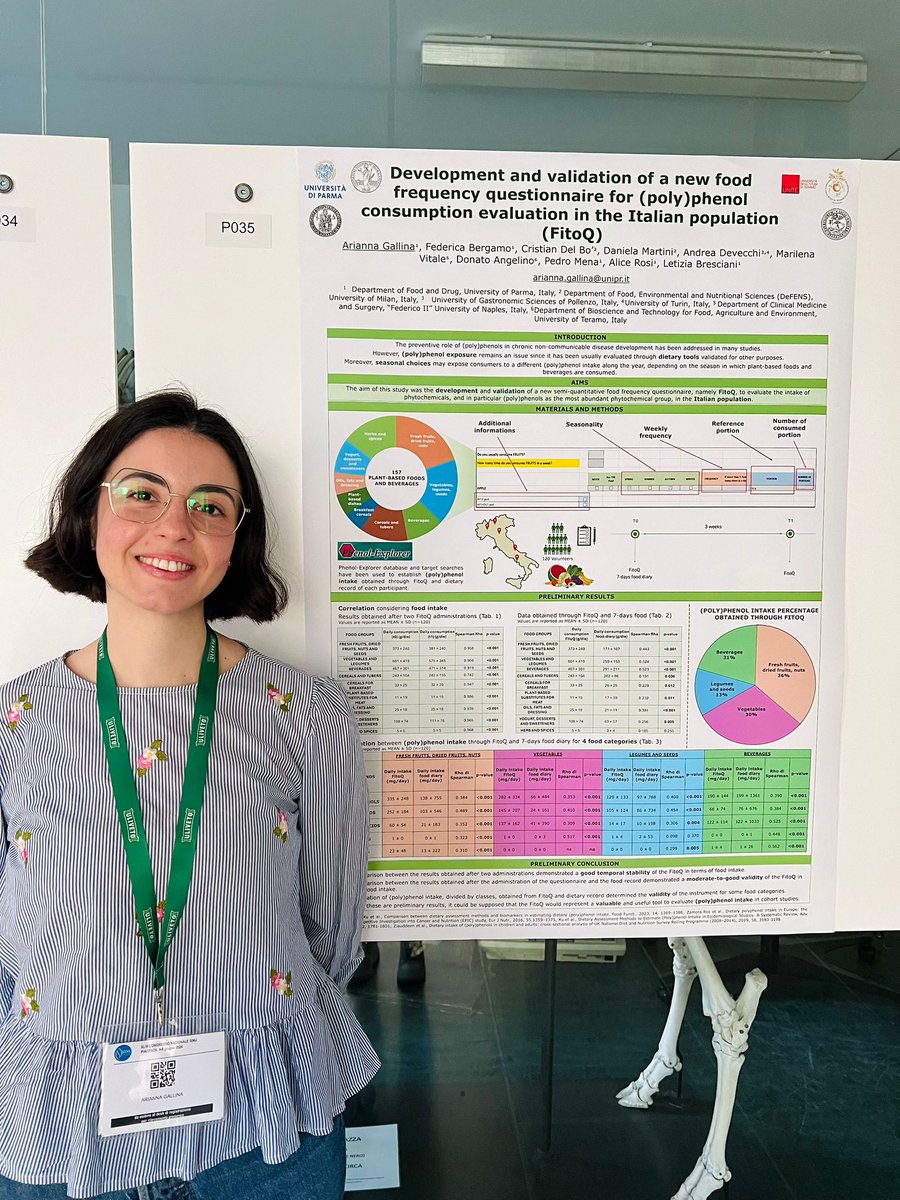 Human Nutrition Unit - University of Parma (@hnunipr) on Twitter photo Our 1st year PhD student <a href="/AriannaGallins/">Arianna Gallina</a> presented a poster at <a href="/SINU_Italia/">SINU (Italian Society of Human Nutrition)</a> National Congress about the development and the validation of a new food frequency questionnaire for (poly)phenol consumption evaluation in the Italian population. Our 1st year PhD student <a href="/AriannaGallins/">Arianna Gallina</a> presented a poster at <a href="/SINU_Italia/">SINU (Italian Society of Human Nutrition)</a> National Congress about the development and the validation of a new food frequency questionnaire for (poly)phenol consumption evaluation in the Italian population.