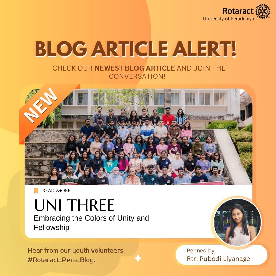 ROTARACT_Pera's tweet photo. Hear from our Youth Volunteers! 💗🌱

Check our newest blog article and join the conversation! 🙂‍↕🙌

📩✨ Embracing the Colors of Unity and Fellowship - Uni Three, by Rtr. Pubodi Liyanage ✨📩

🔗https://t.co/XfoY2YXJT0 https://t.co/DJd67kikid