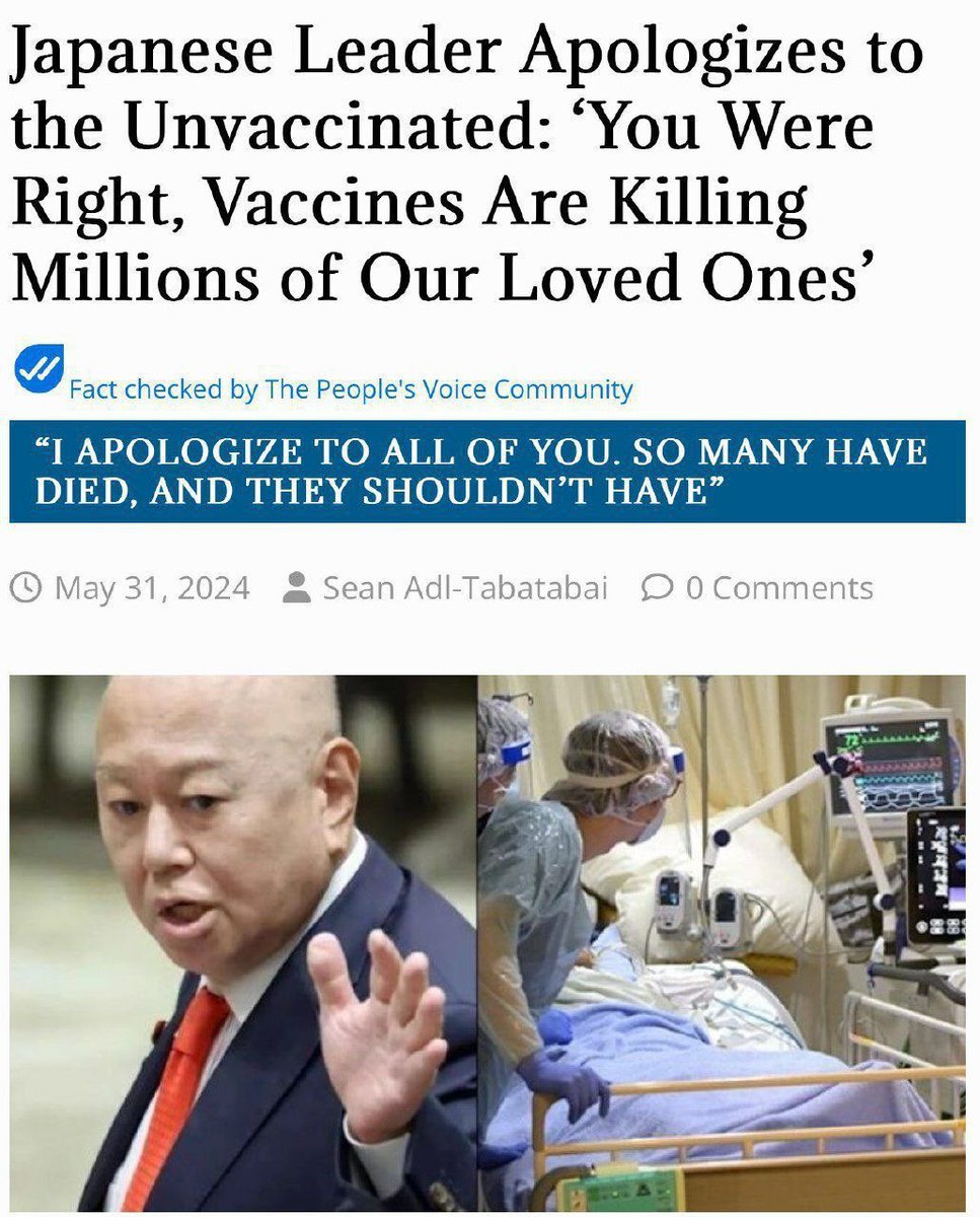 Ο Ιάπωνας ηγέτης ζητά συγγνώμη από τους αντιεμβολιαστες: «Είχατε δίκιο, τα εμβόλια σκοτώνουν εκατομμύρια από τους αγαπημένους μας»