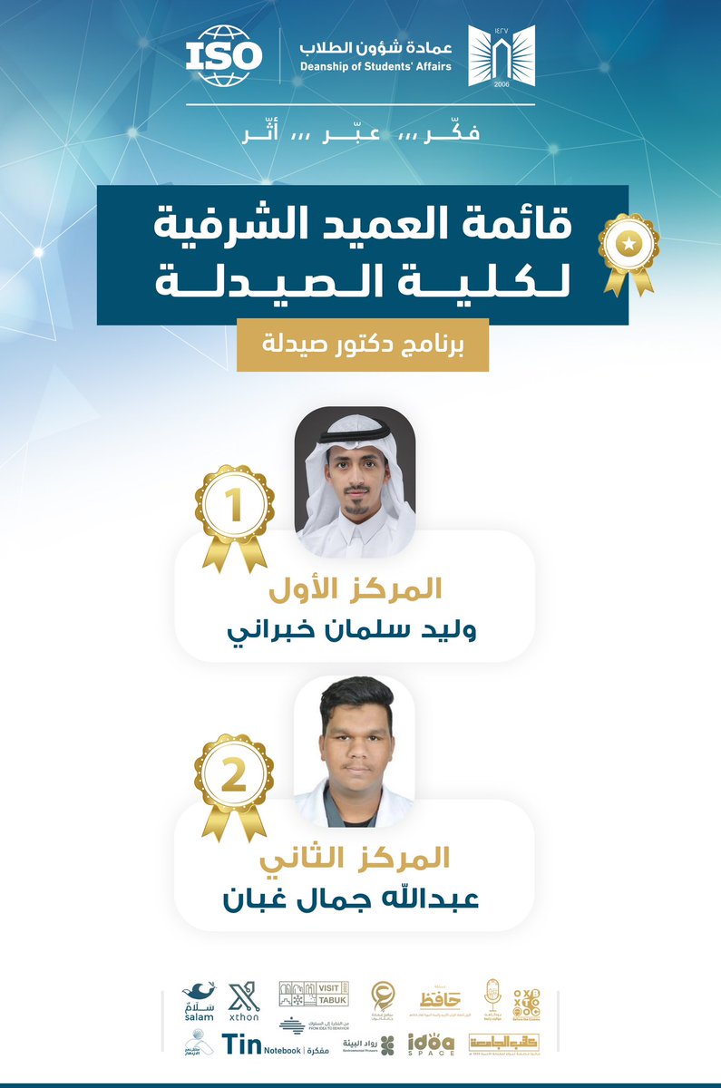 dsa_ut's tweet image. نهنئ الطلبة الحاصلين على قائمة العميد الشرفية لكلية الصيدلة✨

متمنين لهم دوام التوفيق والنجاح