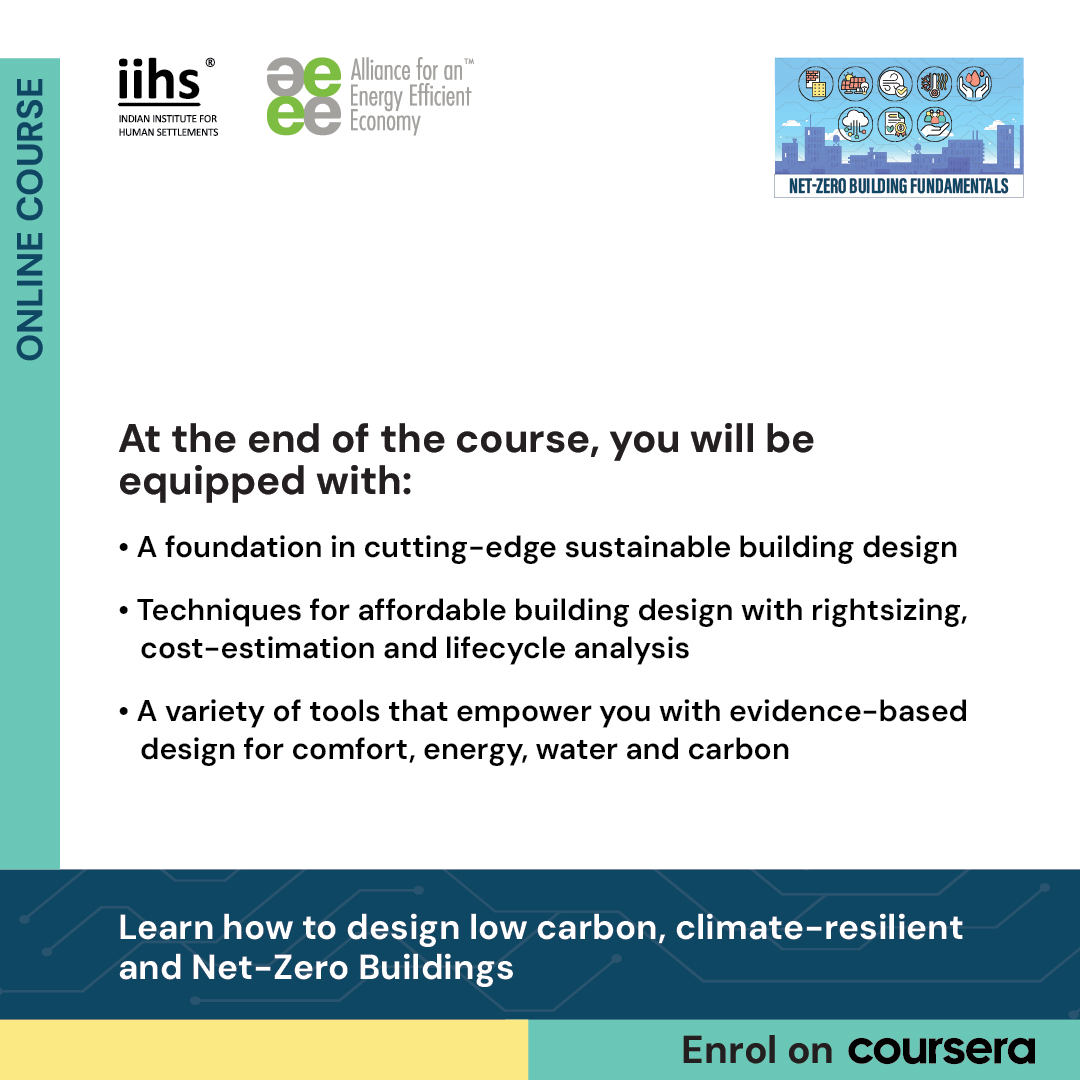 As urbanisation pushes us into developing climate-resilient and sustainable buildings, careers will depend on knowing how to design Net-Zero Buildings. 
The NZBF course is open for enrolments on Coursera. Begin your net-zero learning journey: bit.ly/44BTB47