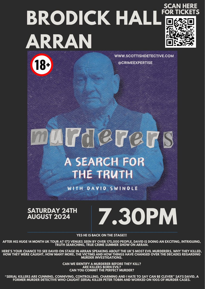 scotchdetective's tweet image. Well #arran it’s happening @crimeexpertise is coming to The Brodick Hall #brodick #islandofarran with Murderers a Search for The Truth Tickets now on sale #truecrime eventbrite.com/e/murderers-a-…