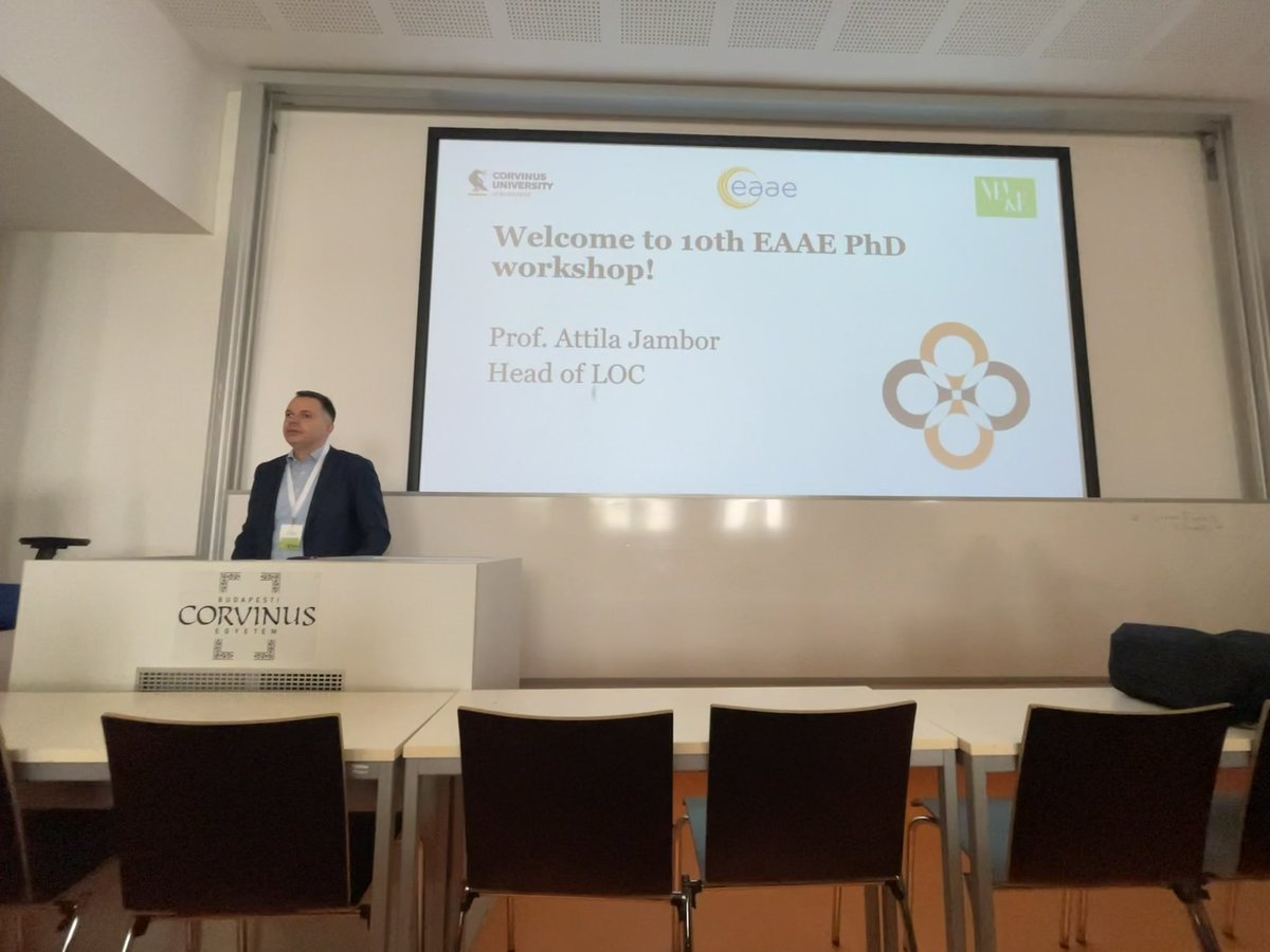 Attila Jambor opening the 10th EAAE PhD workshop taking place in the beautiful Budapest! Looking forward to interact with the future of our profession <a href="/AgriEconEurope/">European Association of Agricultural Economists</a> #EAAEPhD2024