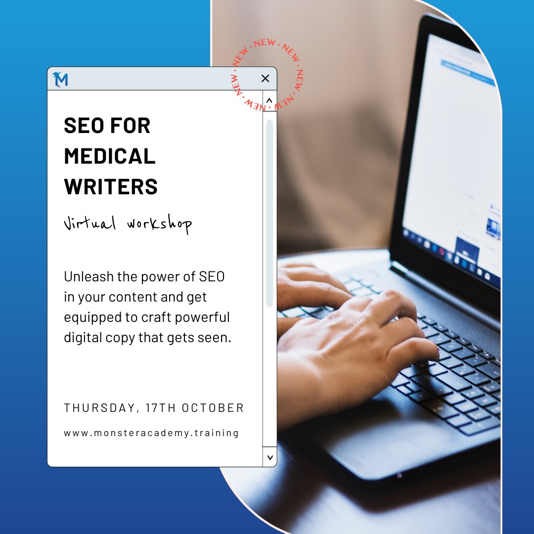 #MedicalWriters: Unleash the Power of #SEO in Your Content!⚡

Our #SEOForMedicalWriters workshop equips you to craft powerful digital copy that gets seen. 🔍

📆 17/10/24

Learn more: monsteracademy.training/course/seo

#MonsterAcademy #Workshop #DigitalHealth #MedComms #Healthcare #Pharma