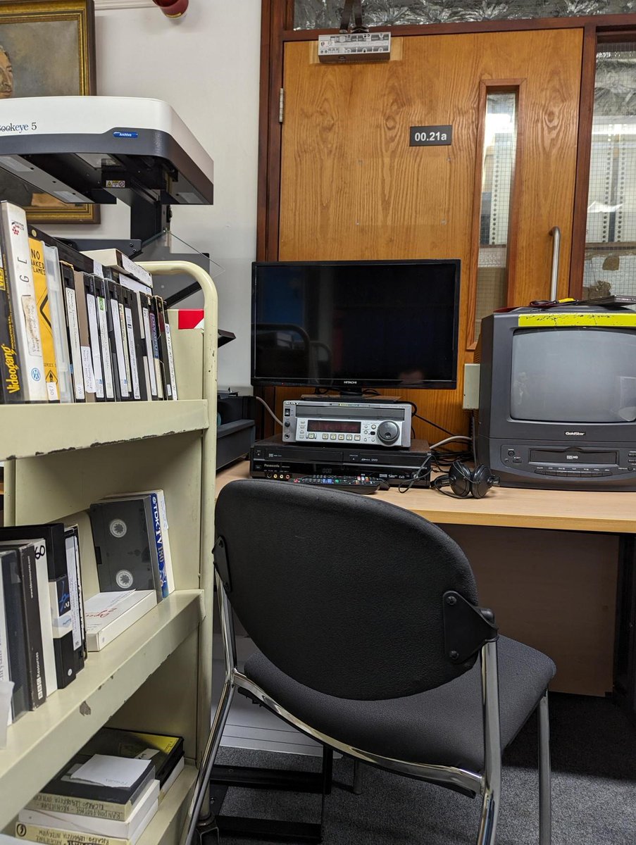 DMUSpecialColls's tweet photo. Where the magic happens for #VCRDay as we currently work on listing the video tapes in Dame @Zandra_Rhodes collection! Catch a sneak peek at a clip below 👇

@explorearchives @ArchiveHashtag @LibraryDMU @DMUforlife @dmufashion #fashionhistory #fashionarchives https://t.co/NB67JKF7aX