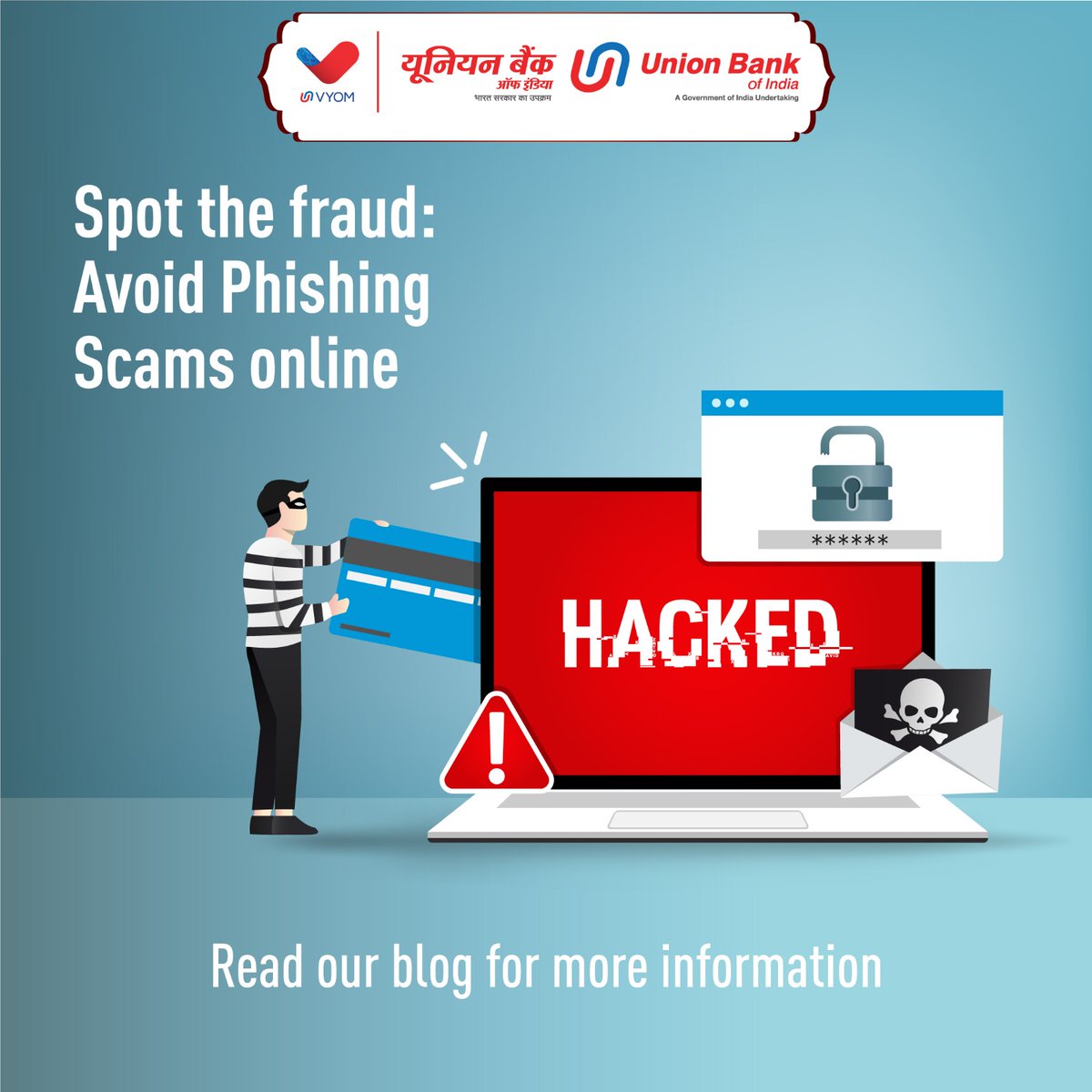 UnionBankTweets's tweet photo. Don't fall victim to online frauds, stay informed and stay safe. Read our blog to help you avoid such fraudulent schemes, ensuring your personal information remains secure.
Click here to read: https://t.co/eA4OwUmxQg
#UnionBankOfIndia #GoodPeopleToBankWith #UnionFinFo https://t.co/SfZU5s5k5Y