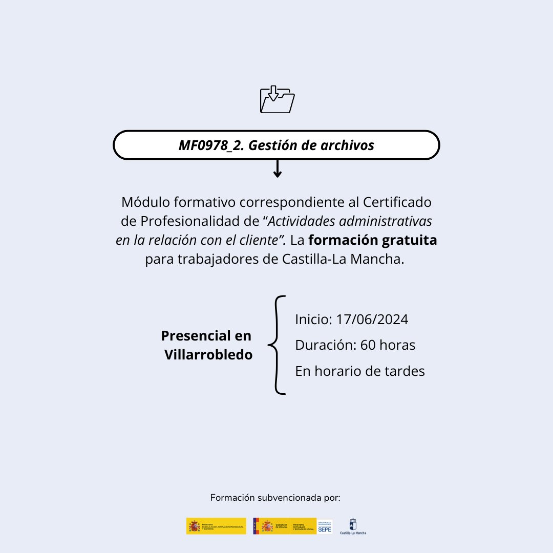 ¿Sabías que una gestión eficaz de archivos, tanto físicos como digitales, es fundamental para el éxito de un negocio? Mantén tus datos organizados, seguros y accesibles con nuestro curso especializado. 

 Inscripciones👉967555340 | info@mantia.es
#GestiónDeArchivos #CursoOnline