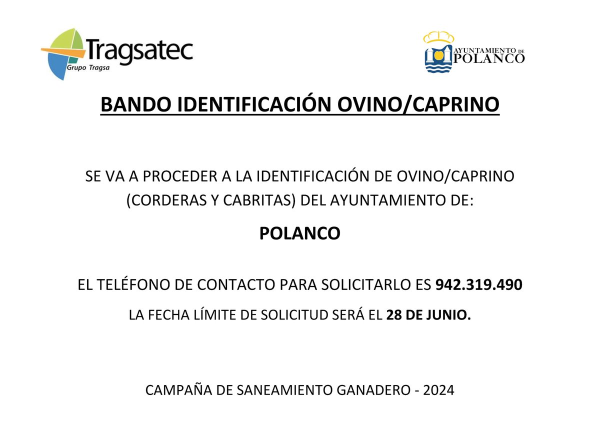 Campaña de saneamiento ganadero 2024. Identificación de ganado ovino y caprino