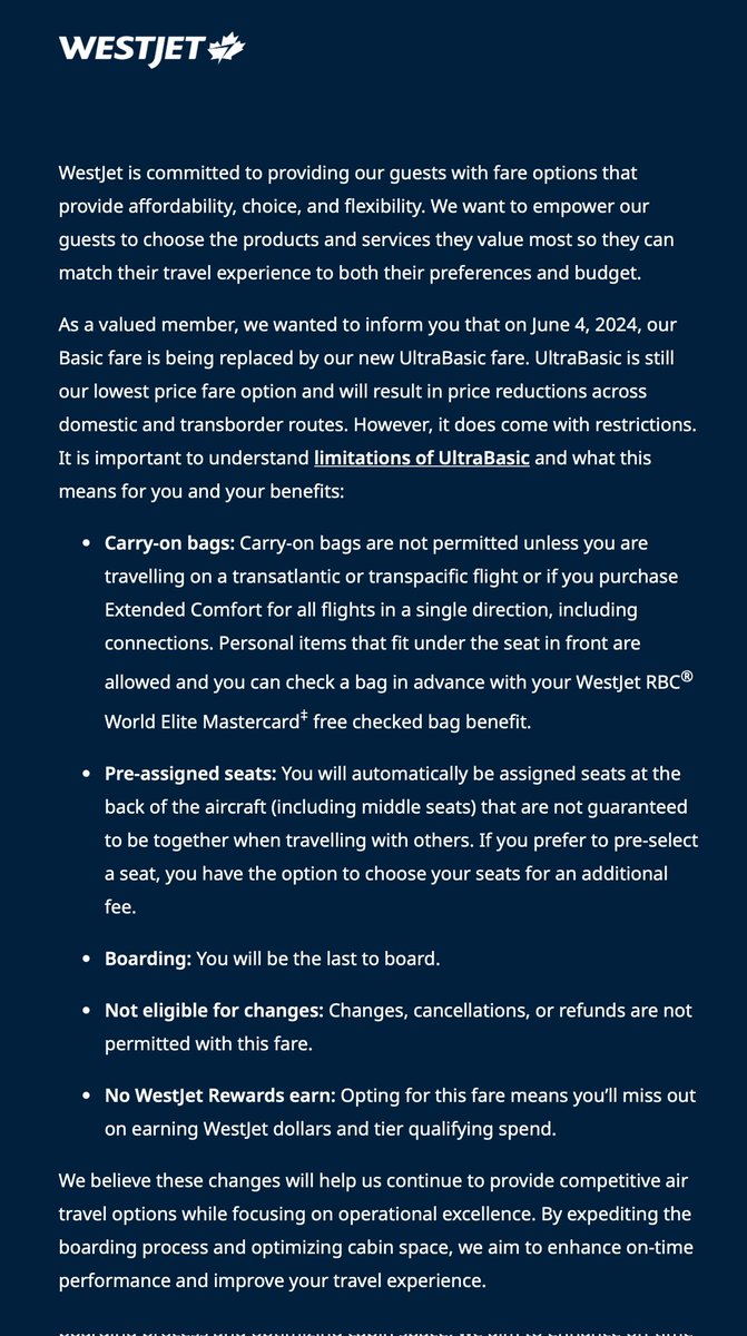 InRodWeTrustMTL's tweet photo. This is an actual message to Canadian travelers from the 2nd largest carrier in our country. The condescension here is outrageous. #WestJet https://t.co/UOXfAU4dbK