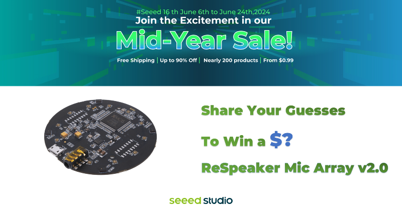 seeedstudio's tweet photo. 🎉 To celebrate #Seeed16 Anniversary, we're launching exciting campaigns as our thank-you gift!

Rules:
1. Share your guesses about the price of reSpeaker Mic Array v2.0
2. RT &amp; ♥️

Select three winners on June 7th.