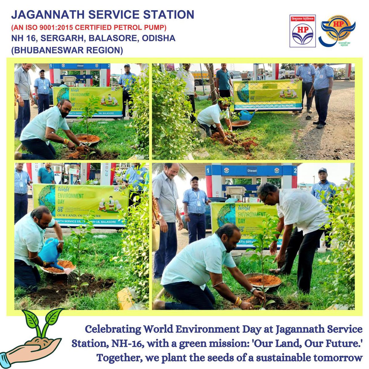 hpcl_jss's tweet photo. 🌍 Celebrating #WorldEnvironmentDay with a plantation drive at Jagannath Service Station, NH-16! Let's come together with the motto "Our Land, Our Future" and make a greener planet. 
@HPCL @hpcl_retail @mohanty_babu @ranjanchau @SPBalasore @DBalasore https://t.co/owM5pAn2Ec