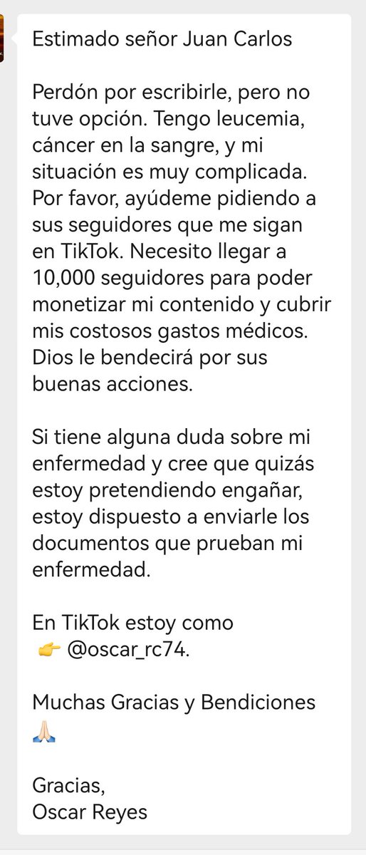 Oscar_rc74's tweet photo. @JuanCMejiaLlano 

Por favor ayúdame a llegar a 10,000 seguidores en n Tik tok , si hablas de mi causa a tus seguidores estoy seguro que pueden apoyarme.
👉 https://t.co/Gr8QHMB1k5 https://t.co/fKYoIC6Zpv