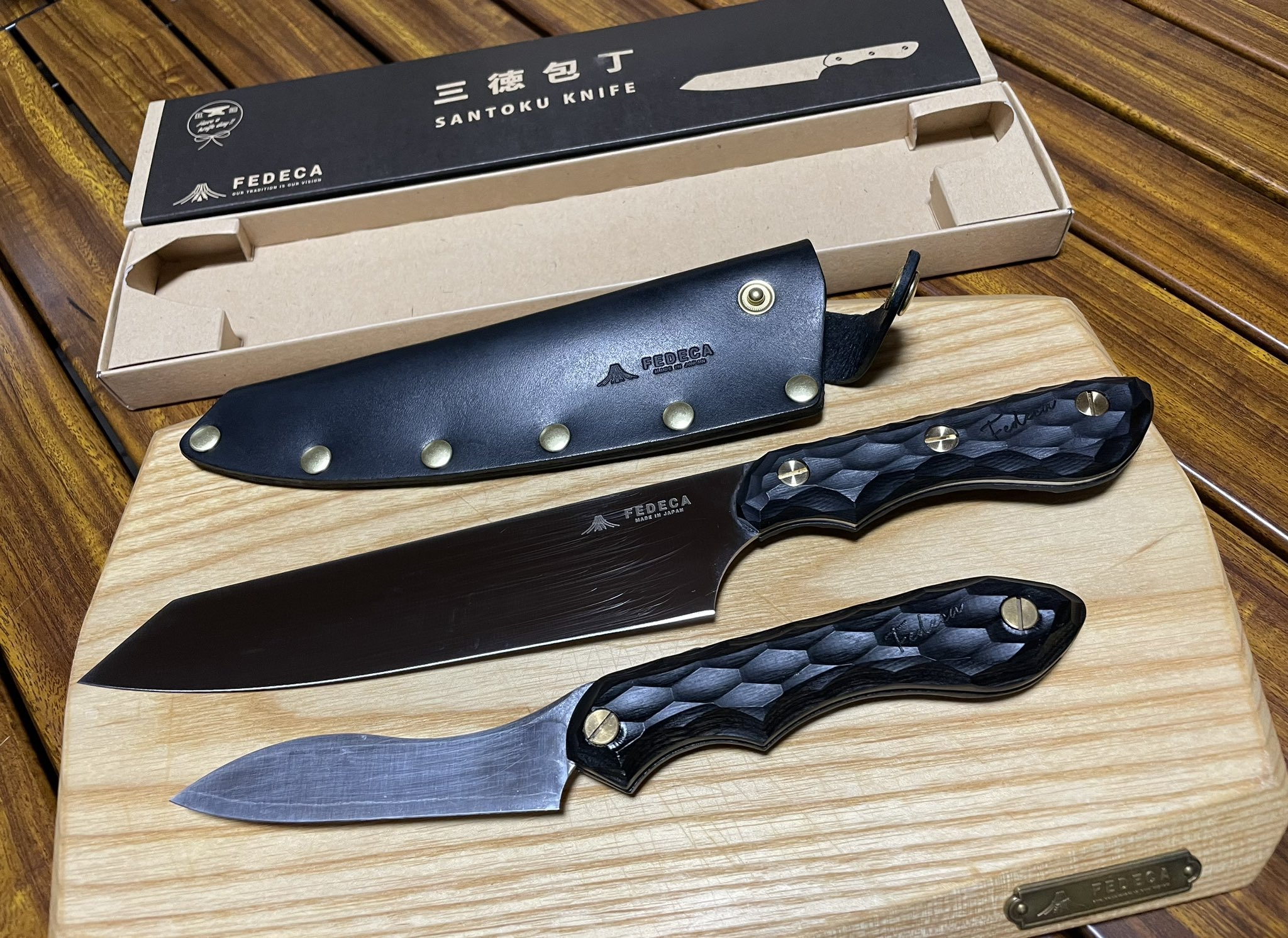 フェデカ FEDECA 三徳包丁 ナイフ 小 新品未使用 名栗ブラウン FEDECA