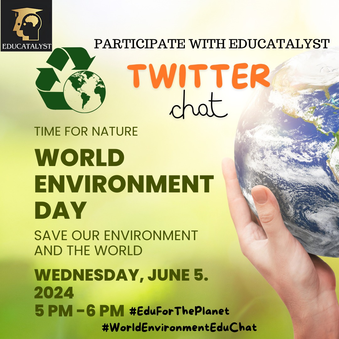 Welcome to the #TweetChat 

We will chat for 40 minutes and will be using the  typical Q&amp;A format!  
Here are some Tips 
1. To answer a question, tap Retweet with Comment 
2. Start your retweet with A1, A2, etc 
3. Always include hashtag #EduForThePlanet
#WorldEnvironmentEduChat