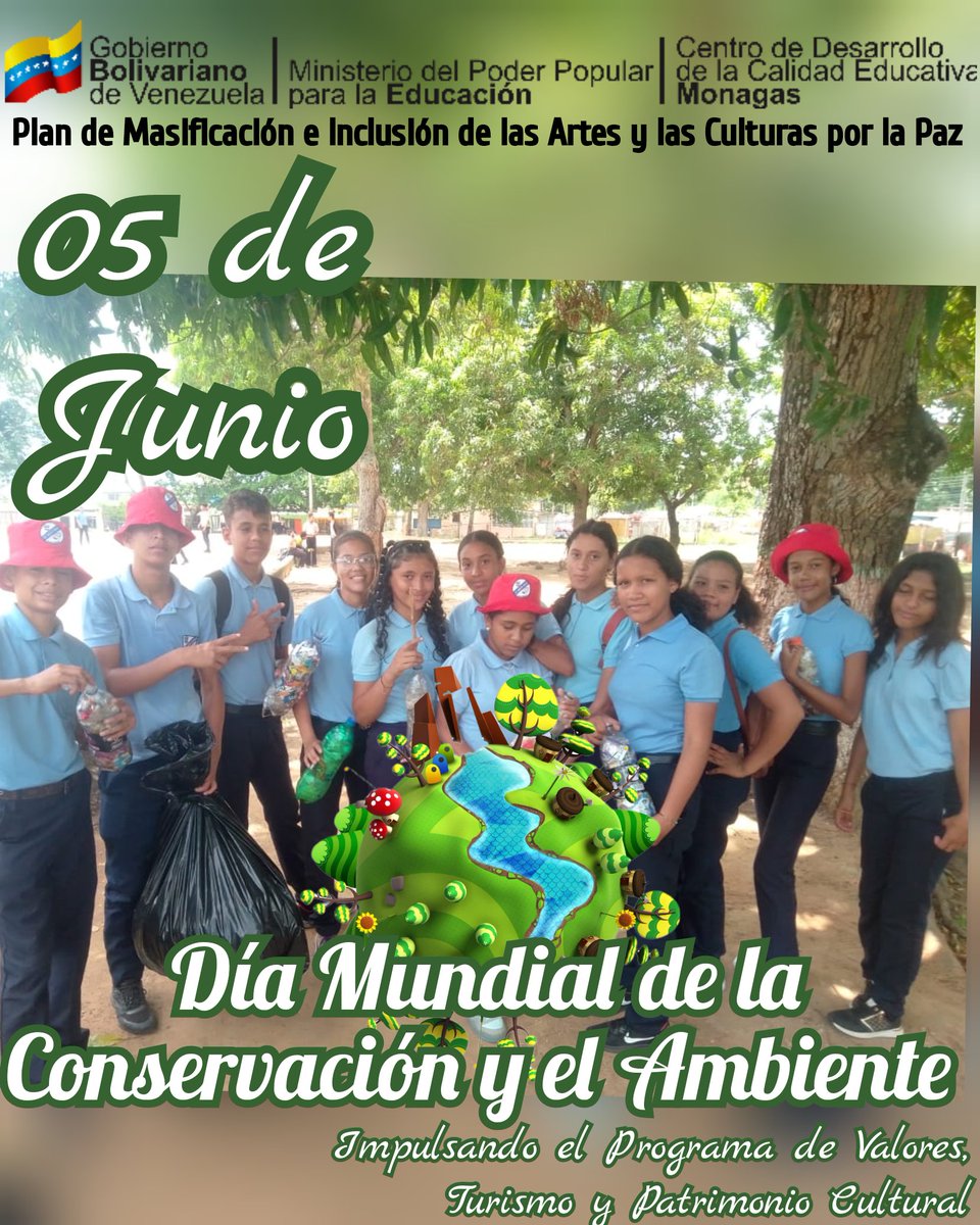 #5Jun <a href="/NicolasMaduro/">Nicolás Maduro</a> <a href="/_LaAvanzadora/">Yelitze Santaella</a> @MPPEDUCACION <a href="/dgcpatrimonio/">dgcpatrimonio/turismo</a> <a href="/ogledar/">Richard Delgado</a> Brigada de Patrimonio y Turismo comprometidos con el medio Ambiente <a href="/ActualZe/">CDCE ESTADAL MONAGAS</a>  <a href="/ViceComunidades/">Viceministerio de Comunidades Educativas</a> <a href="/estabacarolina1/">Carolina Estaba</a>