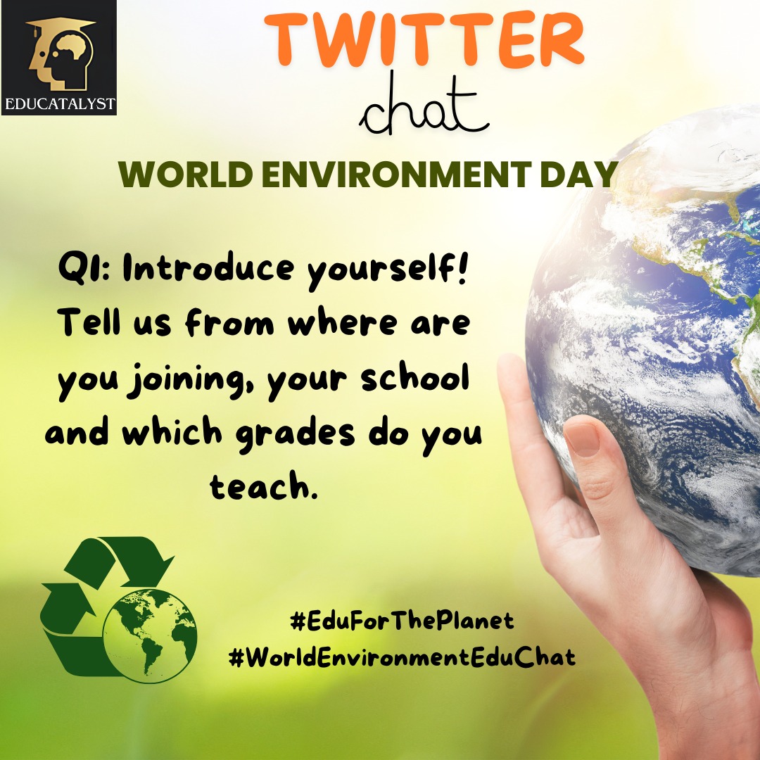 Q1. Introduce yourself, what you do and from where you are joining us.
#EduForThePlanet #WorldEnvironmentEduChat
<a href="/Salman14sheikh/">Salman Faridi</a> <a href="/PinjariRoshina/">Roshina Pinjari</a> <a href="/NishaYa2194641/">Nisha Yadav</a> <a href="/MSablok/">Mukta Sablok</a> <a href="/GegSurat/">GEG Surat, India</a>