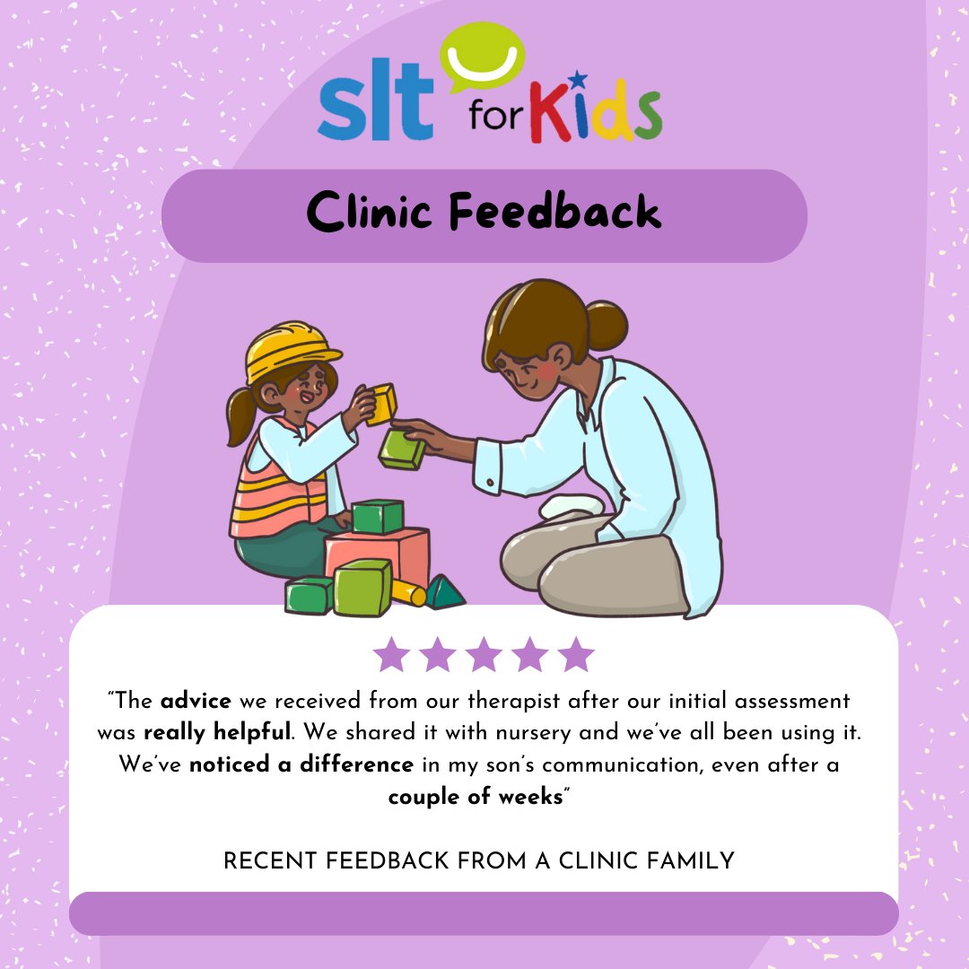 Take a look at some feedback from one of our recent families we have been working with in clinic ⭐👍

If you would like more information about the services we offer -  call us on 0330 088 2298 ☎️

#SLTForKids #SpeechTherapyClinic #ManchesterSALT