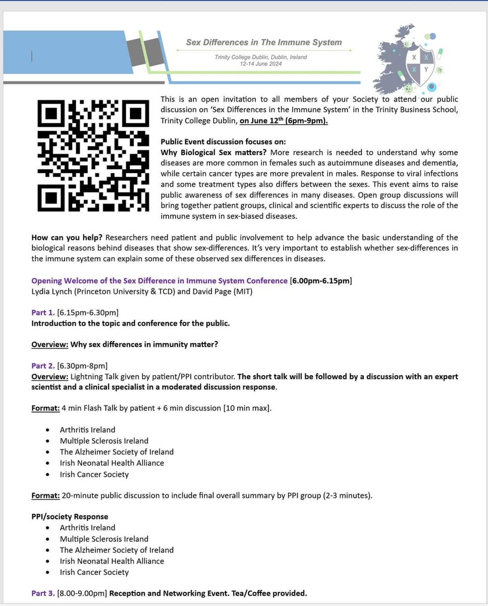 IrishNeonatal's tweet photo. Public event to learn about the sex differences in the Immune System. Male #PrematureBabies have worse outcomes. We need #BetterResearch #TargetedResearch #LivedExperience #PatientVoice #PPI #ImprovingOutcomes https://t.co/rHwsXYQpHb