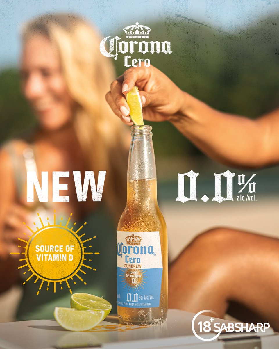 CoronaAfrica's tweet photo. Meet Corona Cero: The new 0.0% alcohol beer with added Vitamin D ☀️ Enjoy the same crisp taste of Corona and a dose of sunshine, anytime. Best enjoyed with a wedge of lime #GoldenMoments #ThisIsLiving

Learn more: https://t.co/BZ6lzMBnOu https://t.co/cO9XHb2tmY