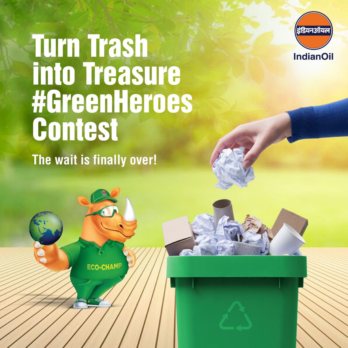 IndianOilcl's tweet photo. The wait is over! Our #GreenHeroes contest is here.
Post a picture/reel of what you wish to #RethinkReduceReuseRecycle this #EnvironmentDay & be an #EcoChamp.
Refer to the post for Terms and Conditions. https://t.co/uf9InnkTYJ
