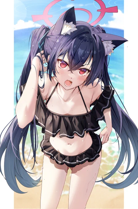セリカ「…こっち見んなぁ…っ。」 #ブルアカ 