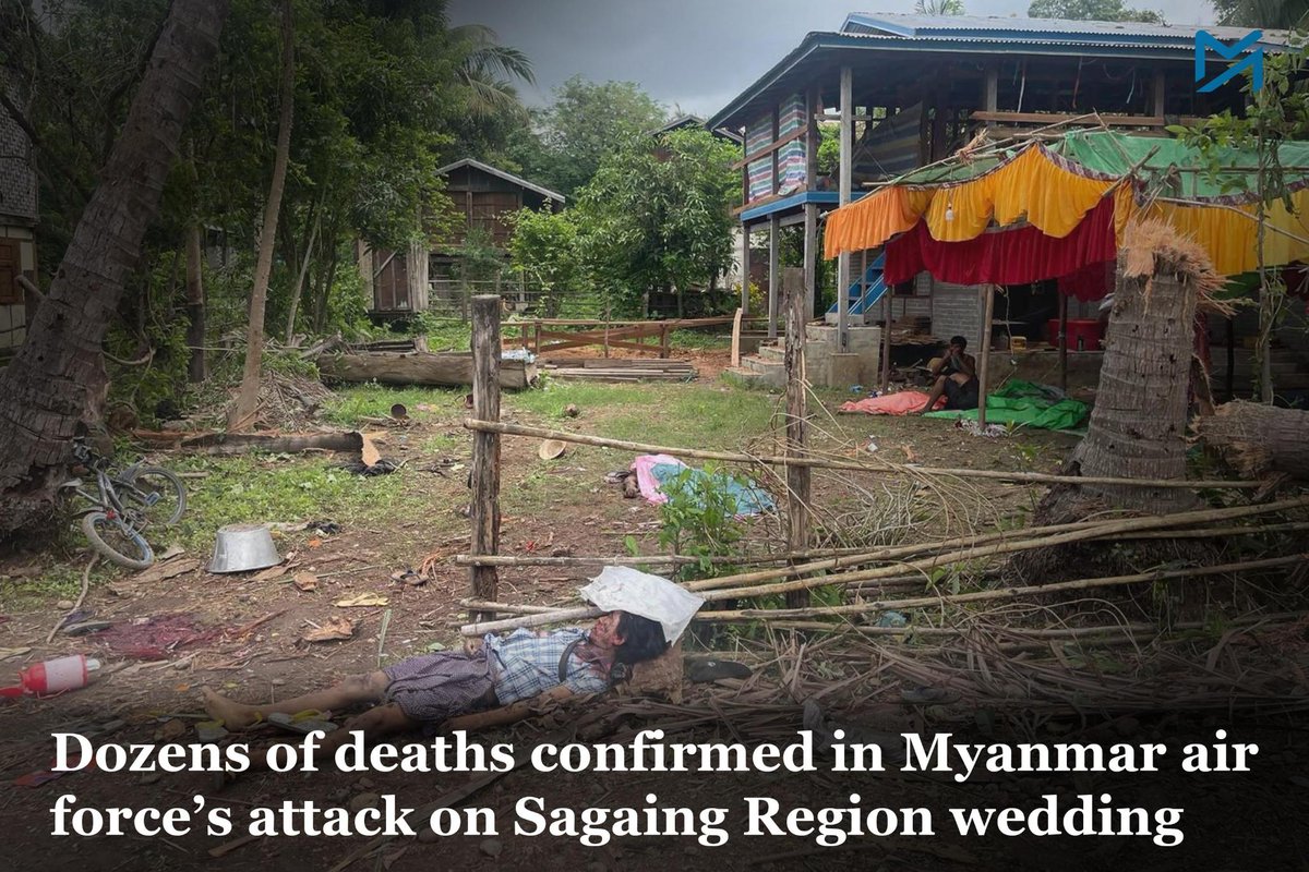 After local news initially reported at least seven deaths in a junta airstrike, rescue workers counted 28 people killed but said the bodies were damaged and difficult to identify with certainty

Read More : myanmar-now.org/en/news/dozens…
#Myanmar