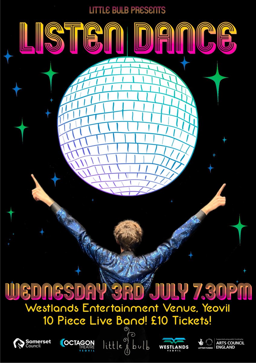 Little_Bulb's tweet photo. NEW SHOW ANNOUNCEMENT!
Thrilled to be premiering our new show 'Listen Dance'  @westlandsyeovil next month on Wed 3rd July at 7.30pm!🌟10piece live band!🌟£10 tickets! (open concessions). Come join us for a great night out full of different dances! 🪩🕺🪩 https://t.co/2TahQ2bng4 x https://t.co/oqrhFXNxNA