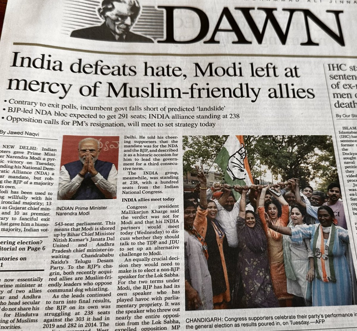 tariqshouaib's tweet image. مسلمانوں کے خلاف نفرت پھیلانے والا مودی آج مسلمانوں کے رحم و کرم پر 

دنیا مفاقات عمل کا نام ہے
#electionresults 
#BJPSetback