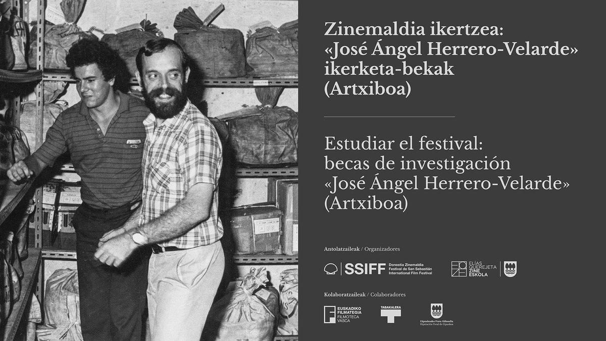 sansebastianfes's tweet photo. #Artxiboa Jornada Pública 🔎 A partir de las 17:00, en @tabakalera, tendrá lugar el Seminario 'Estudiar el Festival: Becas de investigación José Ángel Herrero-Velarde'.

Encuentro presentado por Irati Crespo @IratiC9 (coordinadora de Artxiboa), en el que las y los investigadores de la primera convocatoria de las becas, Endika Rey (@Michi_Panero), @neusabate y @felipecabrerizo, socializarán los resultados de sus investigaciones.

✅ Entrada libre hasta completar aforo. Solicita tu invitación en: https://t.co/AgnFjhIiNp

-
[EUS] #Artxiboa Jardunaldi Publikoa 🔎 17:00etatik aurrera 'Zinemaldia ikertzea: José Ángel Herrero-Velarde ikerketa-bekak' mintegia egingo da.

Irati Crespok (@IratiC9, Artxiboko koordinatzaileak) aurkeztuko du. Endika Rey (@Michi_Panero), @neusabate eta @felipecabrerizo, beken lehen deialdiko ikertzaileek, ikerketen emaitzak gizarteratuko dituzte lehendabizikoz.

✅ Sarrera doakoa da edukiera bete arte. Gonbidapena eskatu hemen: https://t.co/KzMJGTpUM1