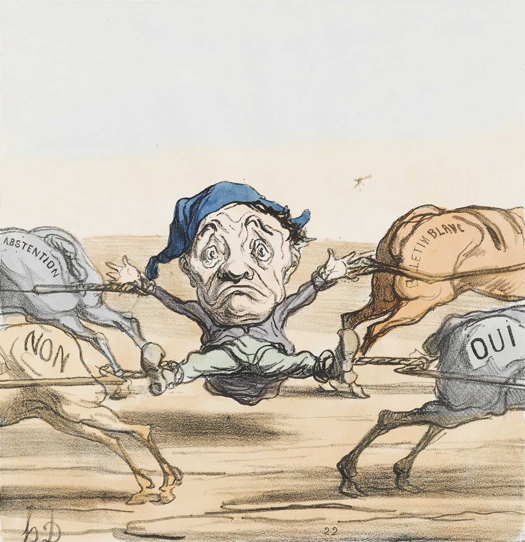 Werktitel: „Ah, was für eine Freude ist es, Wähler*in zu sein!“
Die dargestellte Figur des frz. Karikaturisten #HonoreDaumier (1808-1879) ist hin- und hergerissen... 
Wir hoffen, ihr wisst schon, wen ihr wählt und nutzt am Sonntag eure Stimme. #Europawahl_2024 🇪🇺