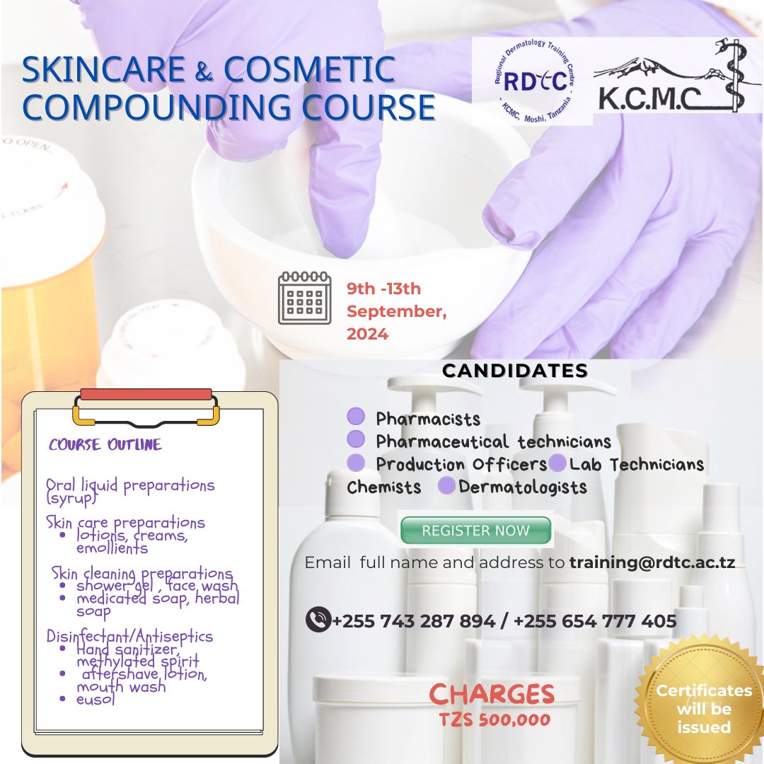 It's another one!
THIS SEPTEMBER @ RDTC premises;
Get a chance to get skills in cosmetic product formulation and compounding!