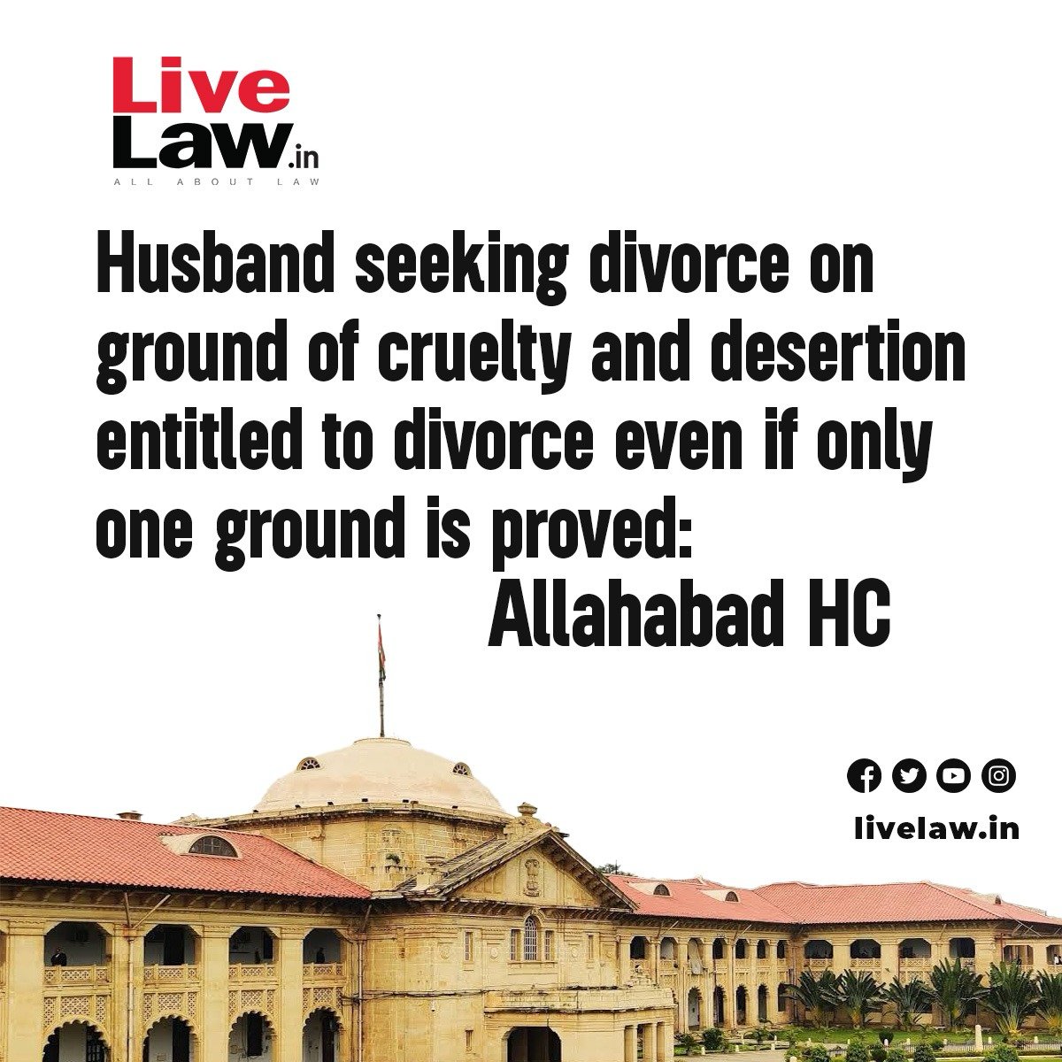LiveLawIndia's tweet photo. Allahabad High Court has held that once the finding regarding cruelty has been recorded by Family Court, marriage between the parties ought to be dissolved; only because desertion is not proved, the marriage cannot be restituted.

Read more: https://t.co/emawa4TpIM https://t.co/ijhBlB3ytf