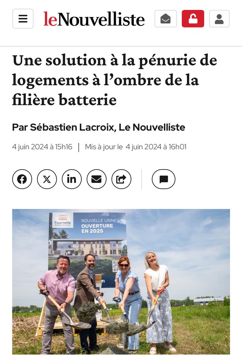 👏Avec le manque de travailleurs et la hausse des coûts des matériaux, il est essentiel d’augmenter la productivité de l’industrie de la construction. C’est ce que permet le Groupe Fournelle avec ses panneaux de murs et de planchers préassemblés.#PolQc 🔗 lenouvelliste.ca/affaires/affai…