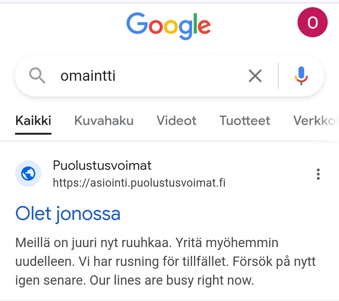 OssianHartig's tweet photo. Ruuhkainen alku näkyy jopa indeksoituneissa hakukonetuloksissa #omaintti https://t.co/1Jk8ynTPwA