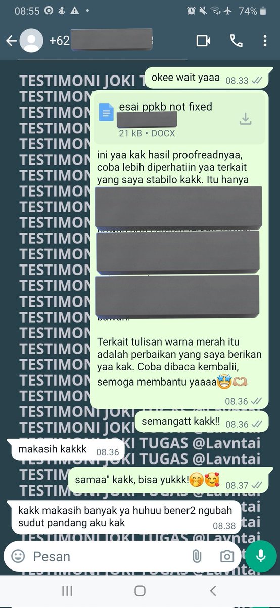 lavntaai's tweet photo. 💫 𝐓𝐄𝐒𝐓𝐈𝐌𝐎𝐍𝐈 𝐉𝐎𝐊𝐈 𝐓𝐔𝐆𝐀𝐒 @lavntaai 💫

41 - 44 Edisi Proofread + Revisi Essay PPKB UI✅

Jadi, masih belum percaya untuk Proofread Essay PPKB UI kamu disini?🙈💖

Selain ini masih banyak lagi testi" yang belum di up!😍🤗

#zonaba #joki #jokitugas #joktug https://t.co/U4AOamHqZd