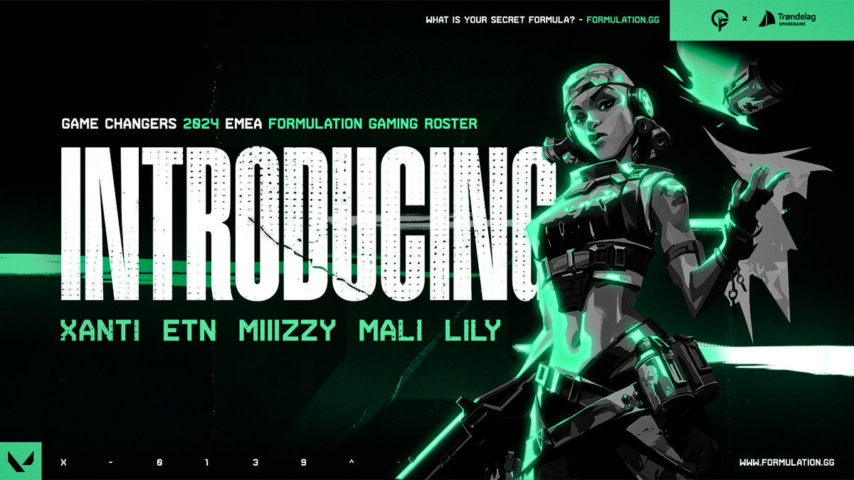 Formulation Gaming (@formulationgg) on Twitter photo Our <a href="/VALORANT/">VALORANT</a> division is expanding!✍️
Join us in welcoming our new Game Changers roster👇
🟢<a href="/xantivlr/">xanti</a>
⚫️<a href="/etnval/">etn</a>
🟢<a href="/Michellelelele3/">Miiizzy</a>
⚫️@Malivlr
🟢@lilyyFPS
Coach: <a href="/epiival/">epii 🇭🇰</a>
Manager: <a href="/nobrimmy/">br!m</a>
#WhatsYourSecretFormula💚 Our <a href="/VALORANT/">VALORANT</a> division is expanding!✍️
Join us in welcoming our new Game Changers roster👇
🟢<a href="/xantivlr/">xanti</a>
⚫️<a href="/etnval/">etn</a>
🟢<a href="/Michellelelele3/">Miiizzy</a>
⚫️@Malivlr
🟢@lilyyFPS
Coach: <a href="/epiival/">epii 🇭🇰</a>
Manager: <a href="/nobrimmy/">br!m</a>
#WhatsYourSecretFormula💚