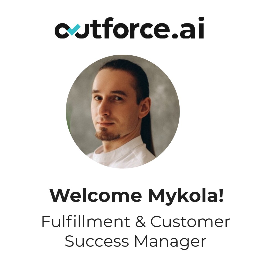 outforceai's tweet photo. Welcome to the newest member of our team, Mykola Konovalenko! We are thrilled to have him on the Outforce team as a Fulfillment and Customer Success Manager. https://t.co/9CksLI845r